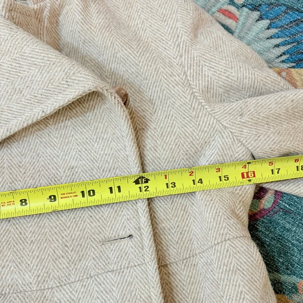 Vintage 60s 70s Givenchy wool herringbone peacoat with embroidered insignia 6 - Picture 8 of 12